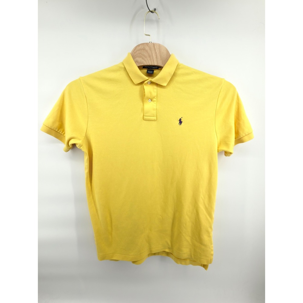 Polo Ralph Lauren‎ Men Large L Yellow Cotton Mesh Short Sleeve Polo Shirt Pony